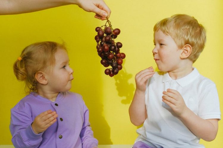 Children eating healthy snacks.